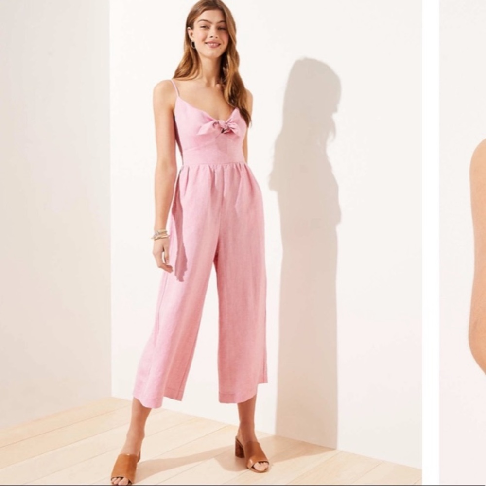 NWT Loft Linen Blend Pink Jumpsuit